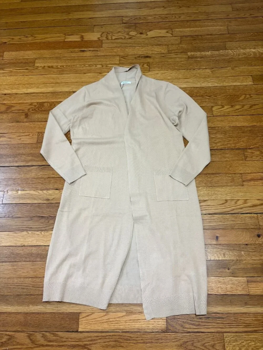 Zeagoo Womens Open Front Cardigan Duster Sweater Sz Large Beige Pockets NWT